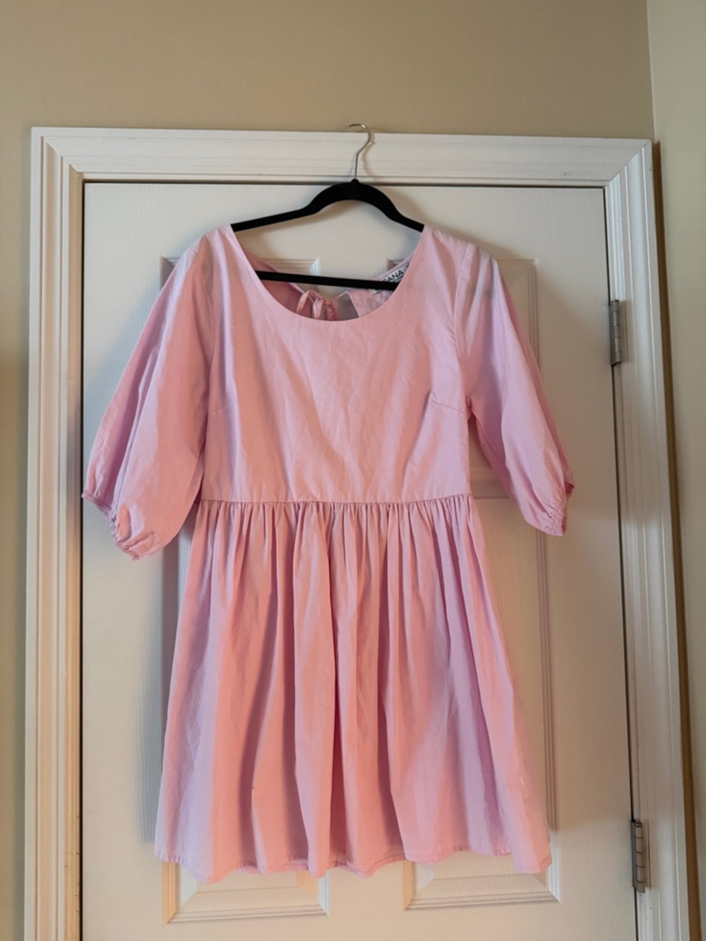 Light Pink Cotton Dress with Puff Sleeves